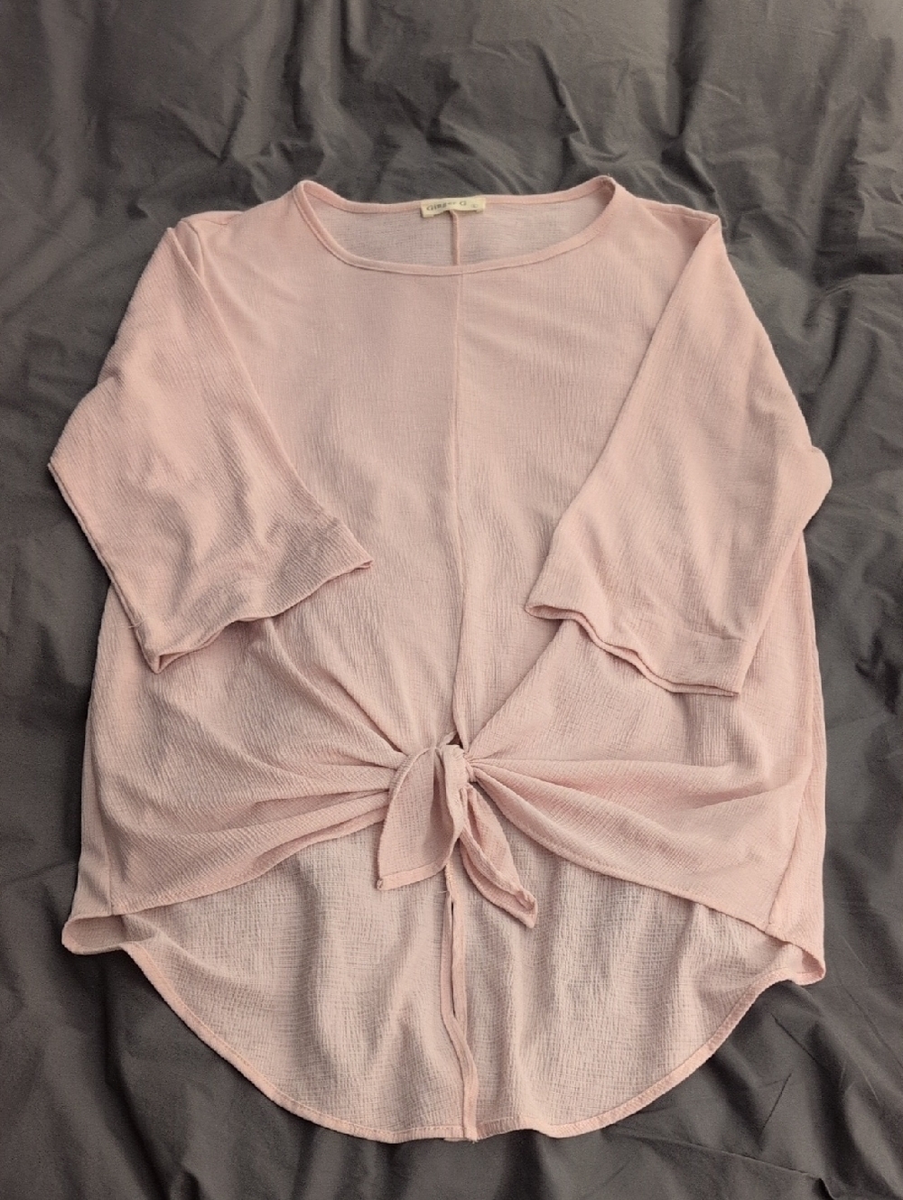Light Pink Tie-Front Blouse Size Large